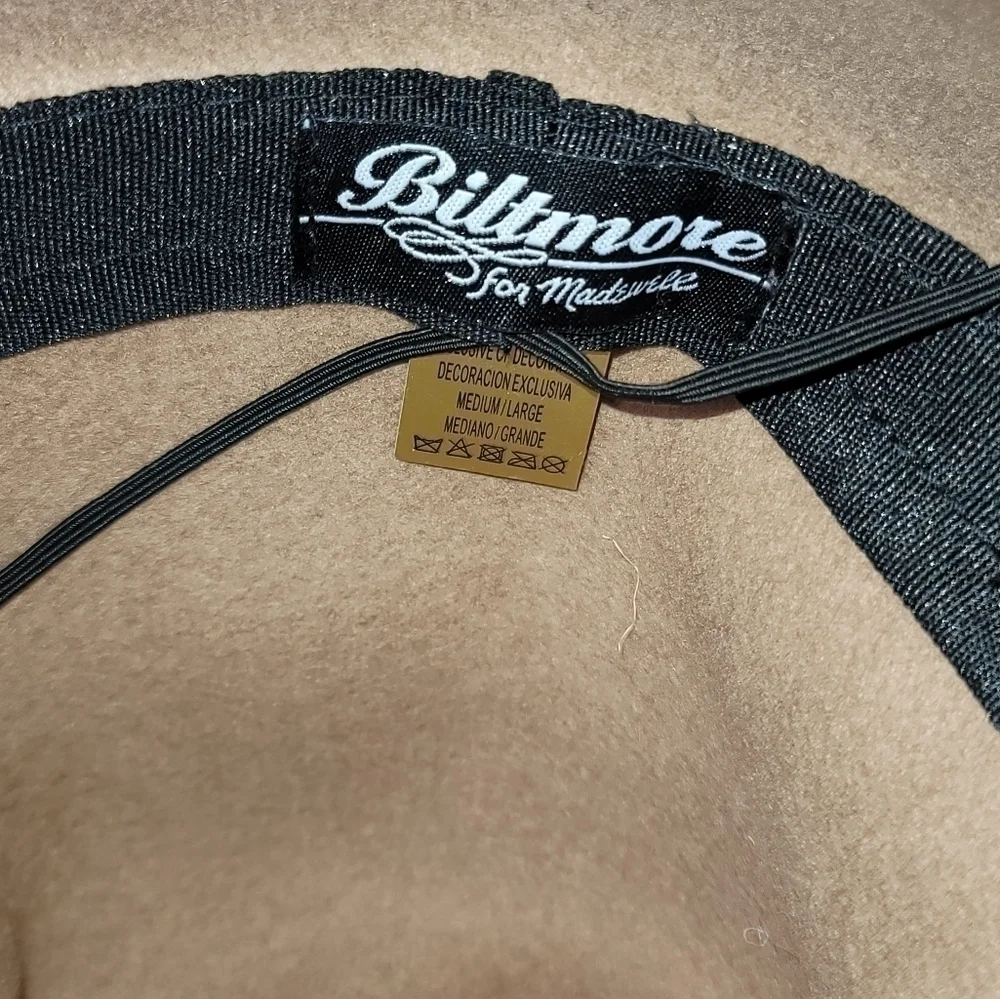 BILTMORE FOR MADEWELL 100% WOOL HATTAN W BROWN LEATHER HATBAND TRIM, sz M-L